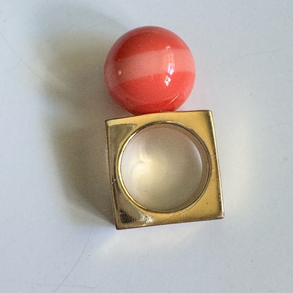 Trina Turk orange ball square statement ring